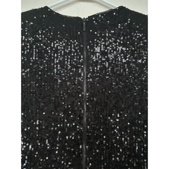 NWT JOIE Long Sleeve Shift Dress Size Small Black Sequined Lined Stretch - Picture 5 of 6